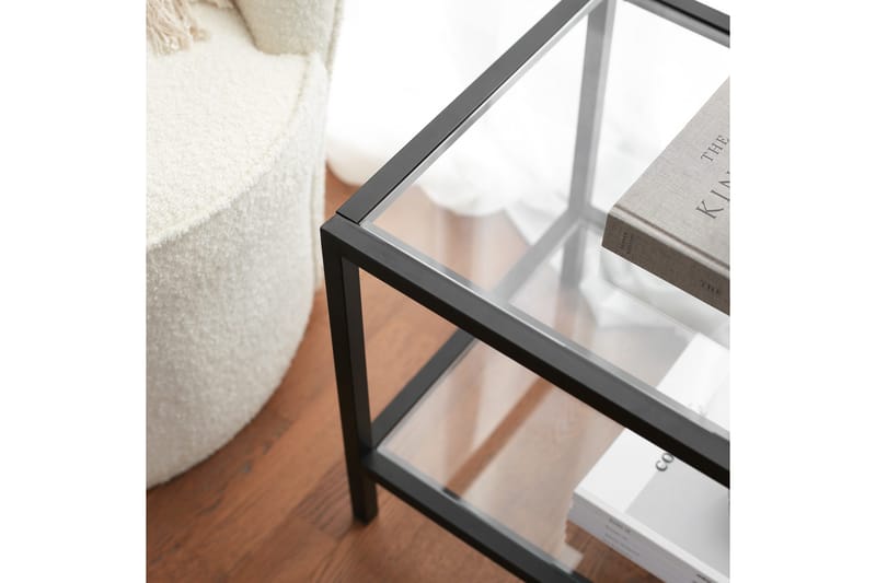 Condurso Golvstående Tv-bänk 130 cm med Förvaring i Glas och Metall - Svart - Möbler - Tv möbel & mediamöbel - TV bänk & mediabänk