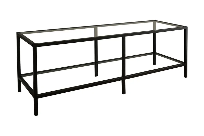 Condurso Golvstående Tv-bänk 130 cm med Förvaring i Glas och Metall - Svart - Möbler - Tv möbel & mediamöbel - TV bänk & mediabänk