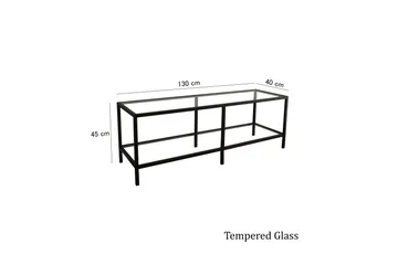 Condurso Golvstående Tv-bänk 130 cm med Förvaring i Glas och Metall - Svart - Möbler - Tv möbel & mediamöbel - TV bänk & mediabänk