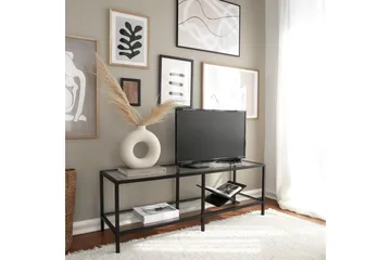 Condurso Golvstående Tv-bänk 130 cm med Förvaring i Glas och Metall - Svart - Möbler - Tv möbel & mediamöbel - TV bänk & mediabänk