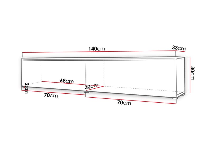 Cuguen TV-bänk 140 cm LED-belysning - Grå/Vit/Vit LED - TV bänk & mediabänk