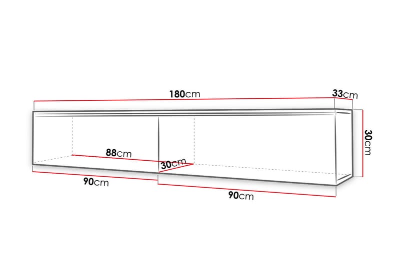 Cuguen TV-bänk 180 cm LED-belysning - Trä/Natur|Vit|Vit LED - TV bänk & mediabänk