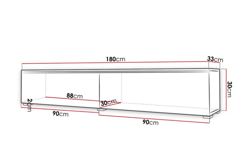 Cuguen TV-bänk 180x32x30 cm - Grå/Vit - Möbler - Tv möbel & mediamöbel - TV bänk & mediabänk