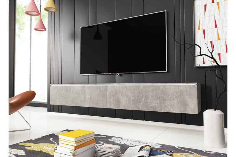 Cuguen TV-bänk 180x32x30 cm - Grå/Vit - Möbler - Tv möbel & mediamöbel - TV bänk & mediabänk