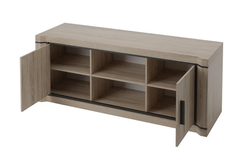 Dallas TV-bänk 137x43,5x53 cm LED-belysning - Beige/Grå - Möbler - Tv möbel & mediamöbel - TV bänk & mediabänk