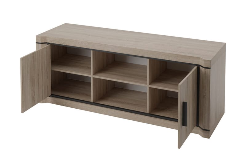 Dallas TV-bänk 137x43,5x53 cm LED-belysning - Beige/Grå - Möbler - Tv möbel & mediamöbel - TV bänk & mediabänk