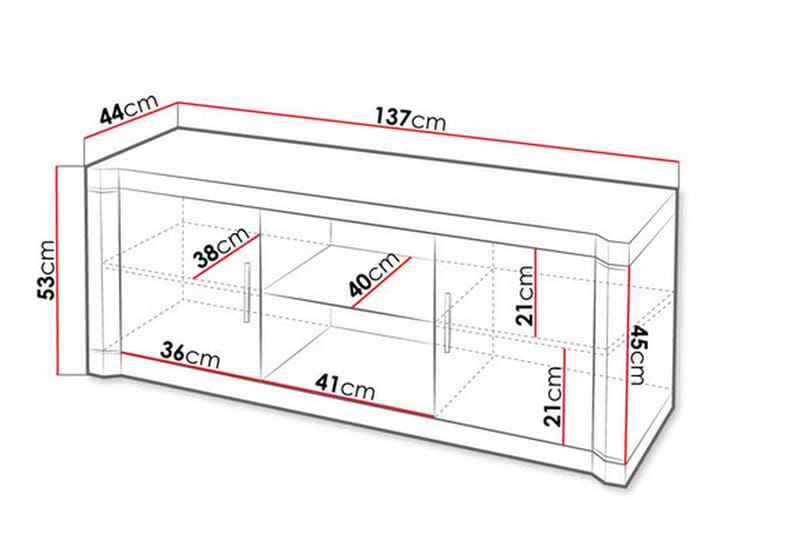 Dallas TV-bänk 137x44x53 cm LED-belysning - Beige/Grå - TV bänk & mediabänk