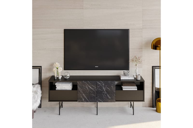 Dasaki Golvstående TV Bänk 180 cm med Förvaring i Målat Trä - Antracit - Möbler - Tv möbel & mediamöbel - TV bänk & mediabänk