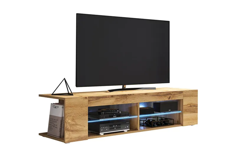 Davalos Golvstående TV Bänk 137 cm med Förvaring i Ek, Brun