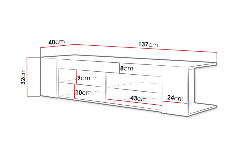 Davalos Golvstående TV Bänk 137 cm med Förvaring i Ek - Brun - Möbler - Tv möbel & mediamöbel - TV bänk & mediabänk