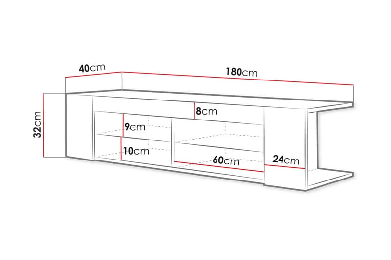 Davalos Golvstående TV Bänk 180 cm med Förvaring i Ek - Brun - Möbler - Tv möbel & mediamöbel - TV bänk & mediabänk