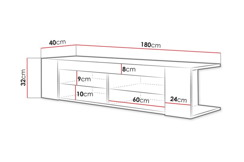 Davalos TV-bänk 180 cm - Ek - Möbler - Tv möbel & mediamöbel - TV bänk & mediabänk