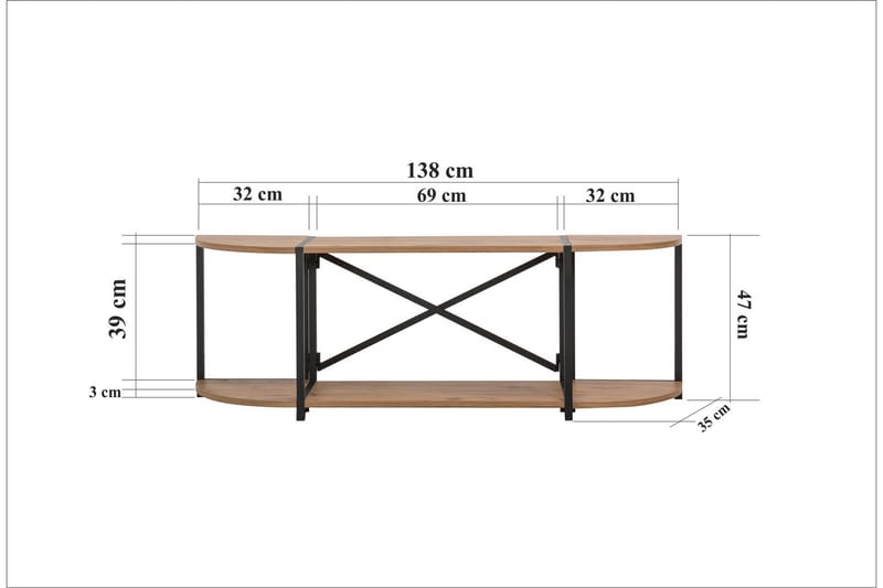 Debesis Tv-bänk 138 cm - Brun/Svart - TV bänk & mediabänk