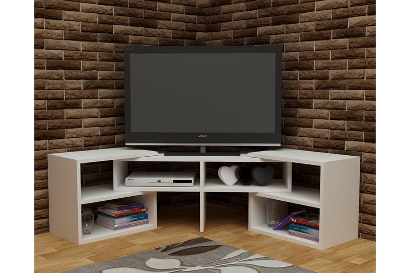 Decorotika Golvstående Utdragbar Tv Bänk 136 cm med Förvaring i Målat Trä - Vit - Möbler - Tv möbel & mediamöbel - TV bänk & mediabänk