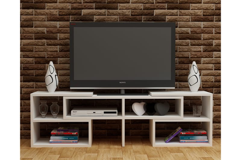 Decorotika Golvstående Utdragbar Tv Bänk 136 cm med Förvaring i Målat Trä - Vit - Möbler - Tv möbel & mediamöbel - TV bänk & mediabänk