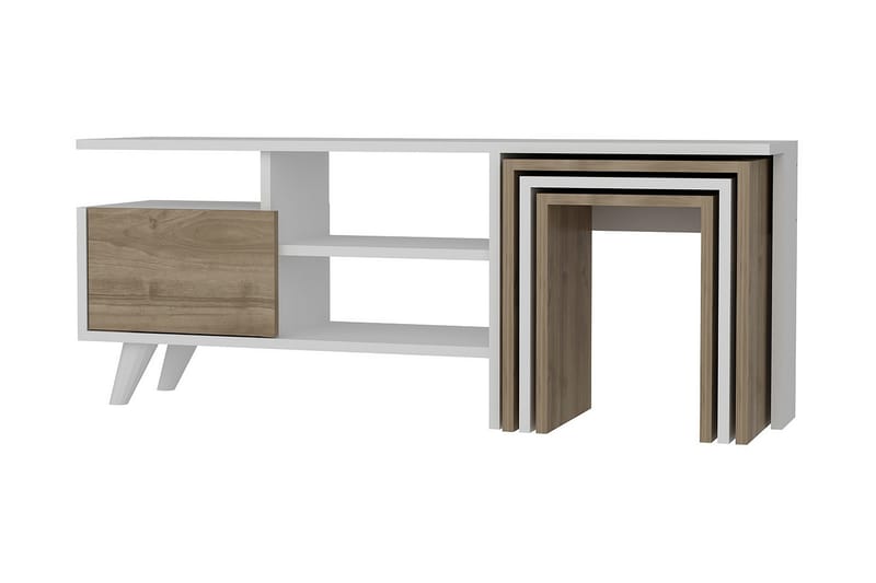 Decorotika Tv-bänk 120 cm - Vit/Valnöt - Möbler - Tv möbel & mediamöbel - TV bänk & mediabänk