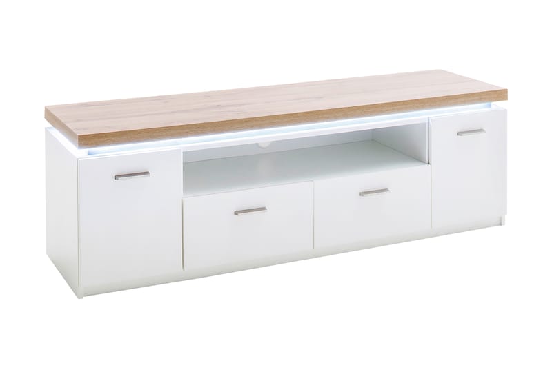 Degaust TV-Bänk 156 cm - Vit/Ek - Möbler - Tv möbel & mediamöbel - TV bänk & mediabänk