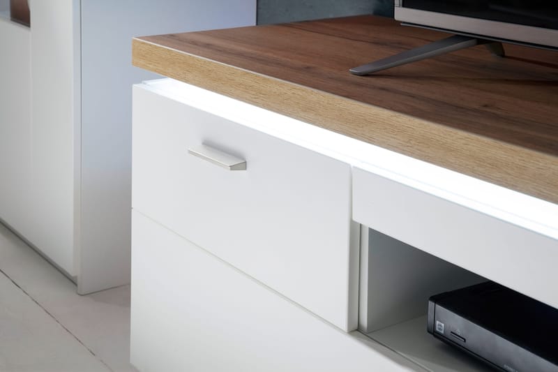 Degaust TV-Bänk 156 cm - Vit/Ek - Möbler - Tv möbel & mediamöbel - TV bänk & mediabänk