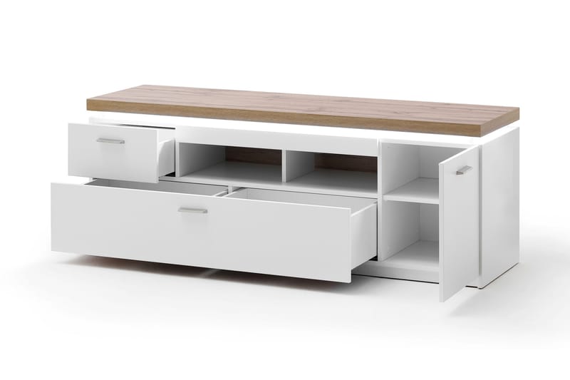Degaust TV-Bänk 156 cm - Vit/Ek - Möbler - Tv möbel & mediamöbel - TV bänk & mediabänk