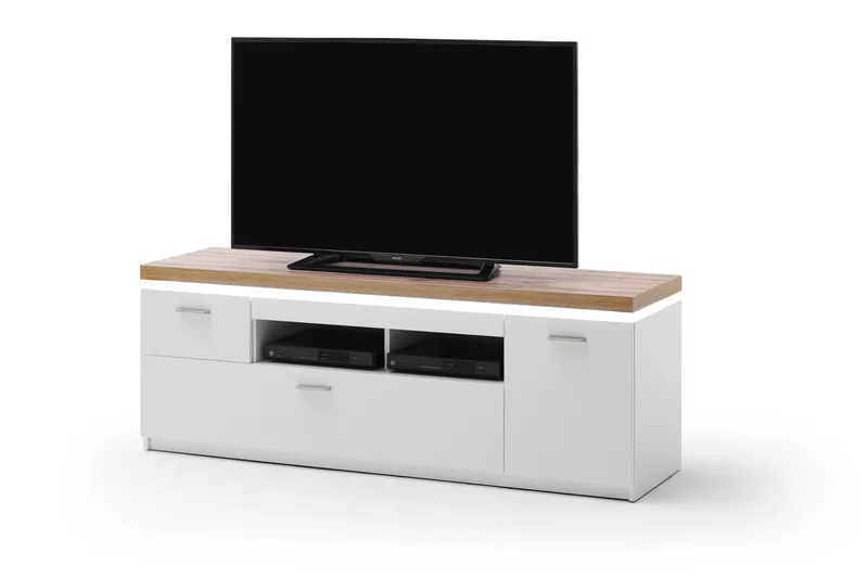 Degaust TV-Bänk 156 cm - Vit/Ek - Möbler - Tv möbel & mediamöbel - TV bänk & mediabänk