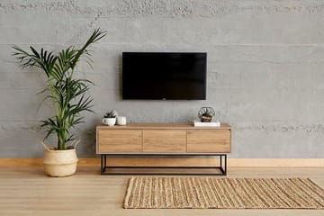 Degerfors Golvstående TV Bänk 140 cm med Förvaring i Ljust Trä - Brun - Möbler - Tv möbel & mediamöbel - TV bänk & mediabänk