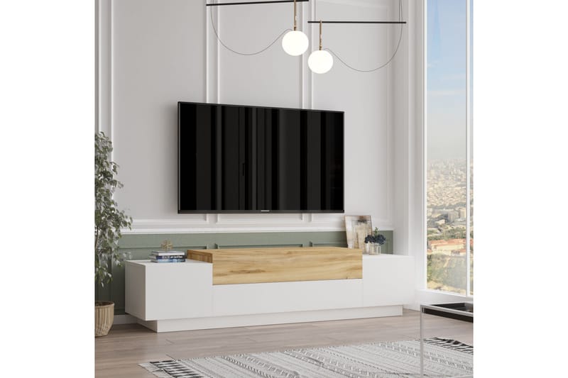 Denhamsi Tv-bänk 160 cm - Natur/Vit - TV bänk & mediabänk