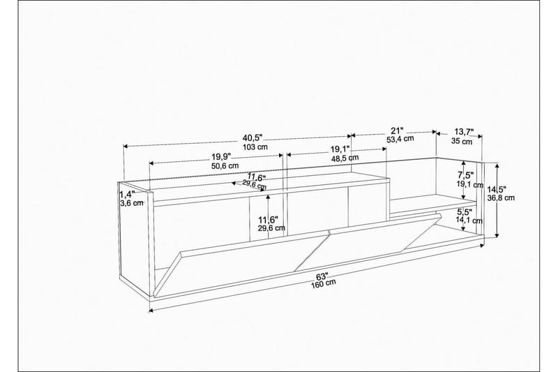 Desgrar Tv-bänk 160x36,8 cm - Vit - Möbler - Tv möbel & mediamöbel - TV bänk & mediabänk