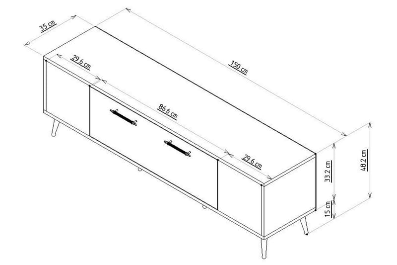 Detas Tv-bänk 150x35 cm Brun/Guld - Hanah Home - Möbler - Tv möbel & mediamöbel - TV bänk & mediabänk