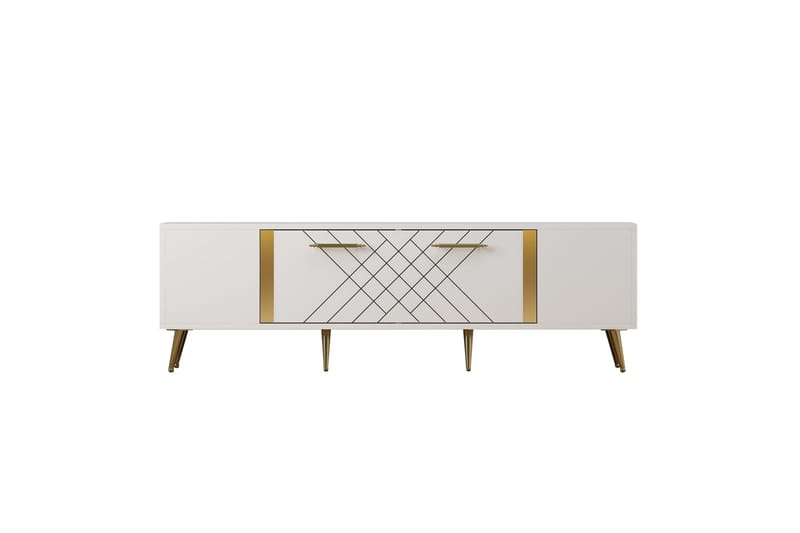 Detas Tv-bänk 150x35 cm Vit/Guld - Hanah Home - Möbler - Tv möbel & mediamöbel - TV bänk & mediabänk