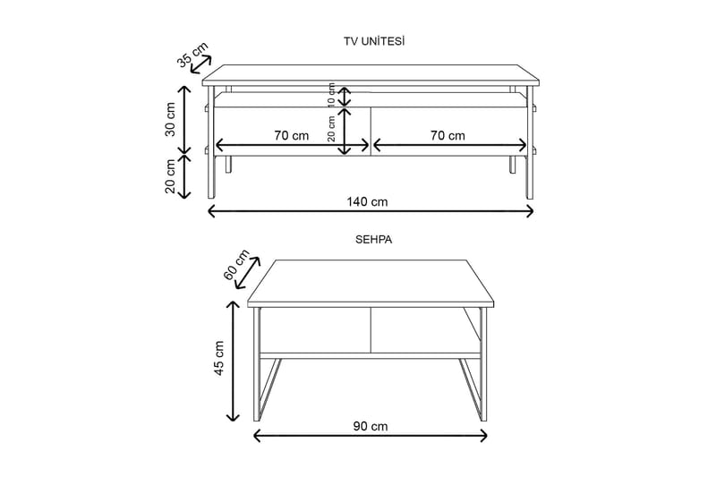 Doeworr Tv-bänk 140 cm - Natur - TV bänk & mediabänk