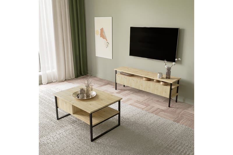 Doeworr Tv-bänk 140 cm - Natur - Möbler - Tv möbel & mediamöbel - TV bänk & mediabänk
