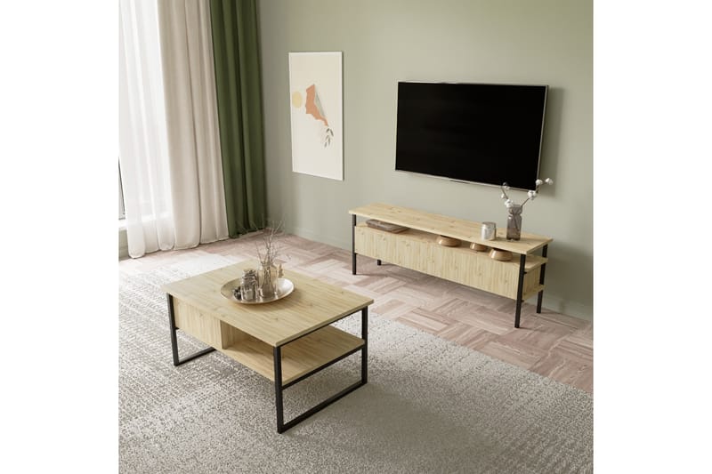 Doeworr Tv-bänk 140 cm - Natur - TV bänk & mediabänk