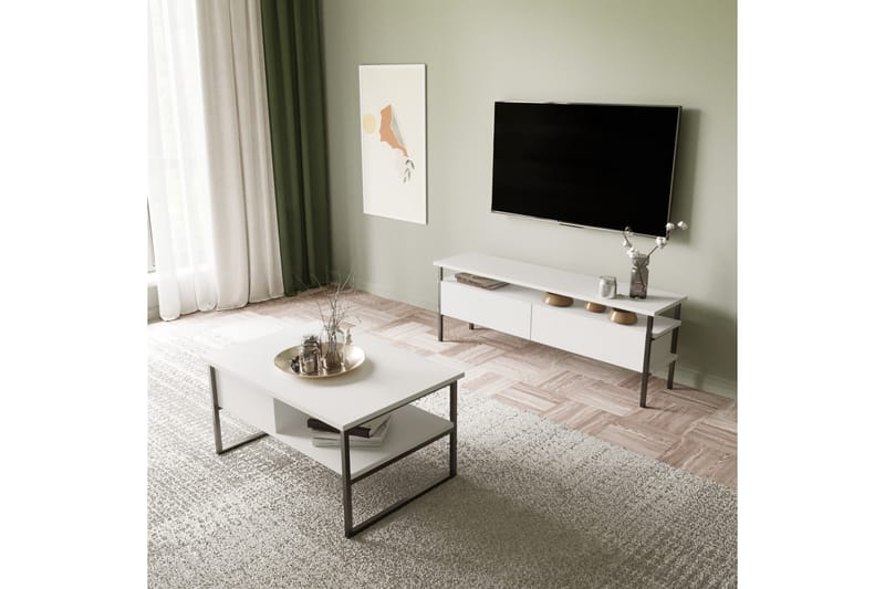 Doeworr Tv-bänk 140 cm - Vit - Möbler - Tv möbel & mediamöbel - TV bänk & mediabänk