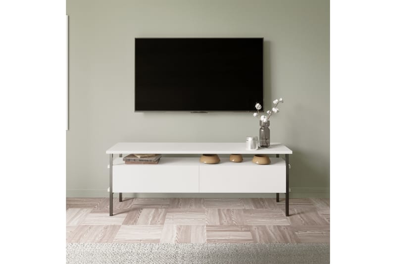 Doeworr Tv-bänk 140 cm - Vit - Möbler - Tv möbel & mediamöbel - TV bänk & mediabänk
