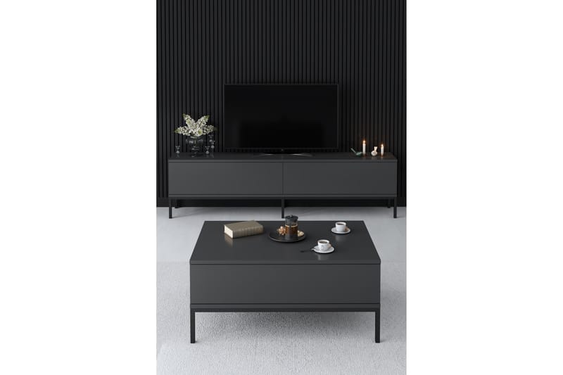 Dorlord Tv-bänk 180 cm - Grå/Svart - Möbler - Tv möbel & mediamöbel - TV bänk & mediabänk