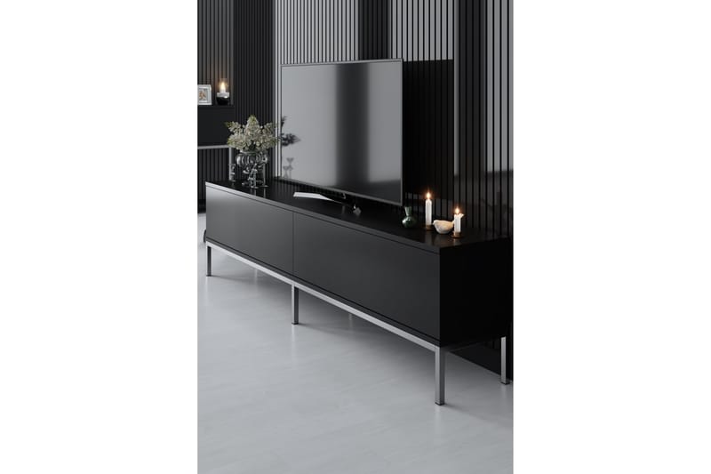 Dorlord Tv-bänk 180 cm - Svart/Silver - Möbler - Tv möbel & mediamöbel - TV bänk & mediabänk