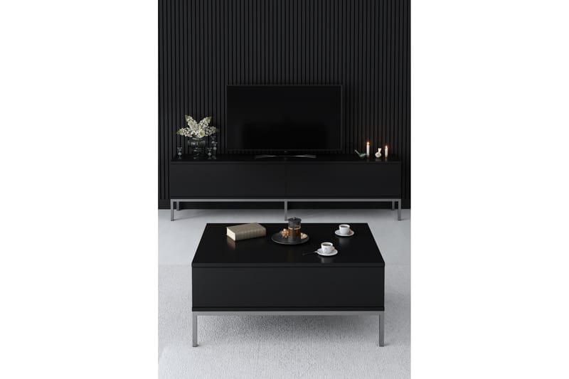 Dorlord Tv-bänk 180 cm - Svart/Silver - Möbler - Tv möbel & mediamöbel - TV bänk & mediabänk