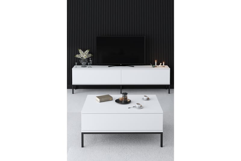 Dorlord Tv-bänk 180 cm - Vit/Svart - TV bänk & mediabänk