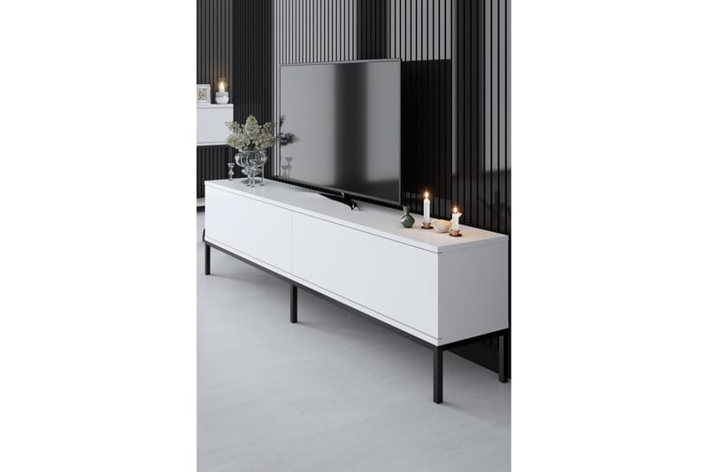 Dorlord Tv-bänk 180 cm - Vit/Svart - Möbler - Tv möbel & mediamöbel - TV bänk & mediabänk