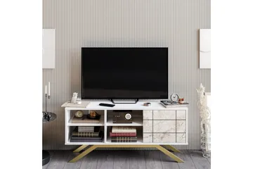 Einbeck Golvstående Tv-bänk 130 cm med Förvaring i Målat Trä - Vit - Möbler - Tv möbel & mediamöbel - TV bänk & mediabänk