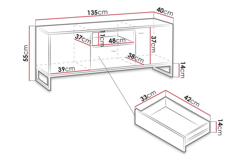 Ekomi TV-bänk 135 cm - Möbler - Tv möbel & mediamöbel - TV bänk & mediabänk