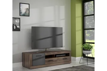 Elhovo Golvstående Tv Bänk 143,1 cm med Förvaring i Mörkt Trä - Brun - Möbler - Tv möbel & mediamöbel - TV bänk & mediabänk