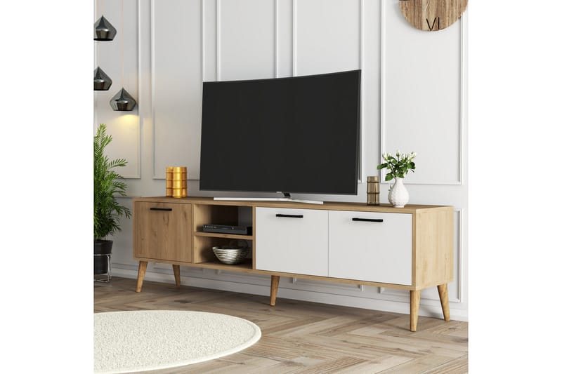 Essexa Tv-bänk 180x35 cm Brun/Vit - Hanah Home - Möbler - Tv möbel & mediamöbel - TV bänk & mediabänk