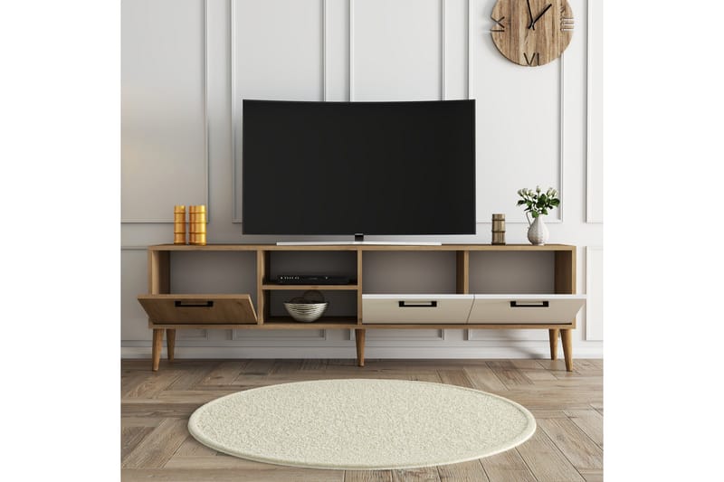 Essexa Tv-bänk 180x35 cm Brun/Vit - Hanah Home - Möbler - Tv möbel & mediamöbel - TV bänk & mediabänk