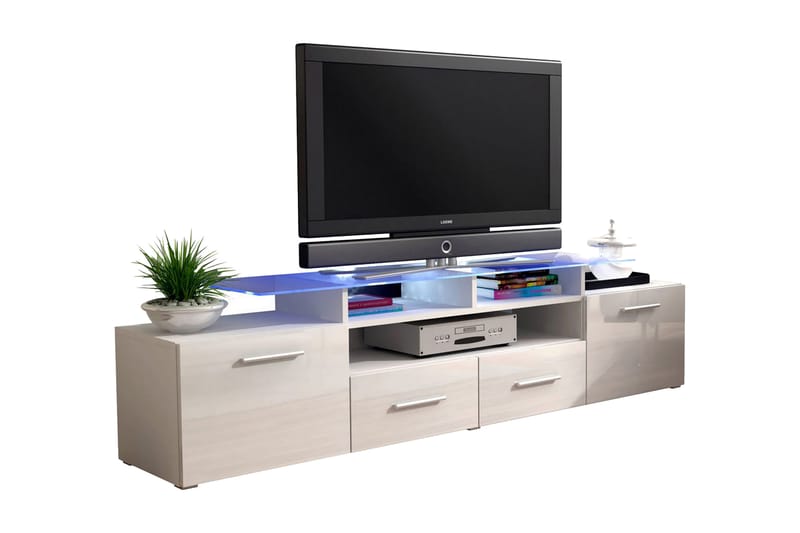 Evora TV-bänk 194x39x39 cm - Beige/Grå/Vit - TV bänk & mediabänk