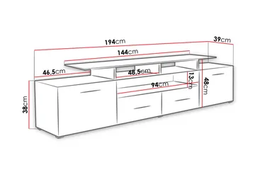 Evora TV-bänk 194x39x39 cm - Beige/Grå/Vit - Möbler - Tv möbel & mediamöbel - TV bänk & mediabänk