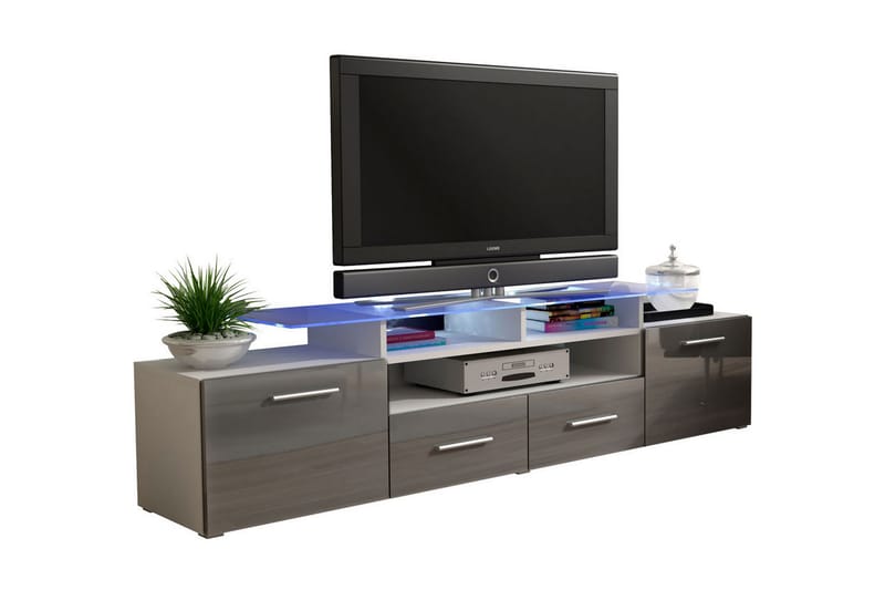 Evora TV-bänk 194x39x39 cm LED-belysning - Beige/Grå - Möbler - Tv möbel & mediamöbel - TV bänk & mediabänk