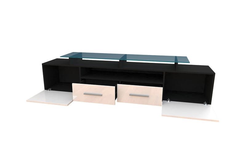 Evora TV-bänk 39x194 cm LED-belysning - Svart Högglans - Möbler - Tv möbel & mediamöbel - TV bänk & mediabänk