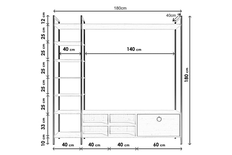 Evrenli Tv-bänk 180 cm - Natur - TV bänk & mediabänk