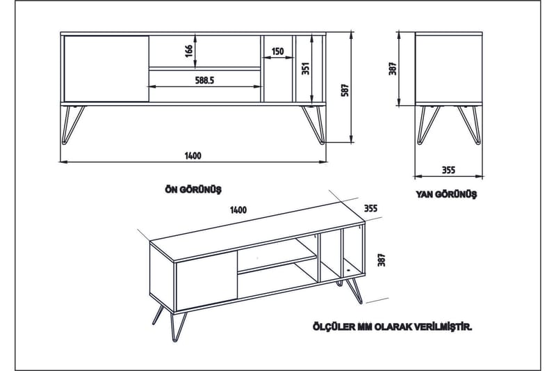 Ficociello TV-Bänk 140 cm - Valnöt|Svart|Vit - Möbler - Tv möbel & mediamöbel - TV bänk & mediabänk
